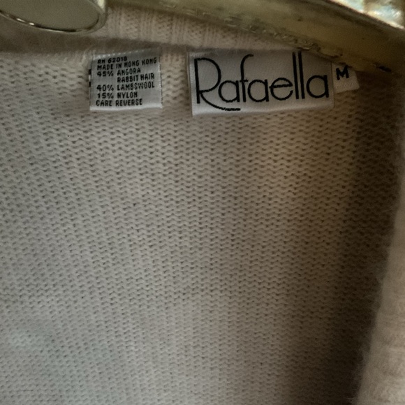 Vintage 80’s Rafaella Cream Floral Angora Rabbit Fur Wool Blend Cardigan, medium - Picture 6 of 6